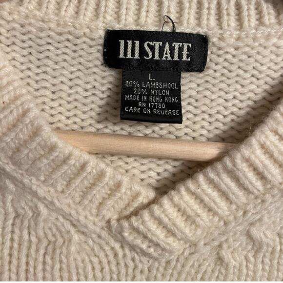 Vintage 111 State Oversized Aztec Print Wool Blend Cream Sweater Women's Size L - Picture 7 of 7